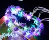 Led Flower Wreath Glowing garland gold silk colorful bride headband LED lights ribbon rattan fairy headdress Festival Wedding Party Decor