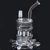 18 cm altura dos cachimbos claros de fumo de fumar bongos de vidro de fumo com combinar tigelas de vidro da articulação de 14.4mm