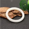 Natürliches weißes chinesisches Jade-Armband, Armreif, Schmuck, Modeaccessoires, Frau, Glücksamulett, 54–64 mm