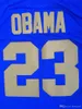 #23 Барак Обама Punahou Джерси Дешевые Обама Белый Синий Колледж Рубашки Сшитые Памятное Издание Баскетбольные Майки