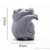 Hippo Shaped Tea Infuser Silikon Återanvändbar Tea Siljer Kaffe Herb Filter Tomt Te Bags Loose Leaf Diffuser Tillbehör