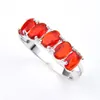 Women Ring smycken LuckyShine 925 Sterling Silver Plated Oval Red Garnet Gems Lady Engemen Rings Wedding Jewelry R256F