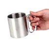 220 ml Outdoor Edelstahl Kaffeebecher Reise Camping Tasse Karabiner Aluminium Haken Doppel Weinglas