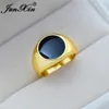 Vintage Mens Black Stone Geometric Rings For Men 925 Silver Yellow Gold Color Big Wedding Bands Male Engagement Party Jewelry9422103