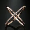 Grande Cross Zircon Anel Moda Feminino Jóias Infinito Sinal Mulheres Rose Gold Rings para festa