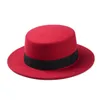 Ny modeull Pork Boater Flat Top Hat for Women039S Men039S Felt Wide Brim Gambler Hat9268937