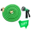 Deluxe 50 FT Water Hose Dysza rozpylająca Rozszerzalny elastyczny ogród zielony