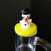 Cartoon Snowman Glass Carb Cap for Quartz Banger Smoking Accessoarer Färgglada Högkvalitativa Söt Caps Dab Tool