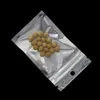 7x13cm 400 pz / lotto Argento Termosaldatura Frontale Sacchetto di imballaggio in plastica trasparente Mylar Foil Top Zipper Snacks Nuts Package Pouch con Hang Ho238C