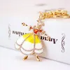 Dancing Girls Pendant Keychain Beauty Oil Drop Alloy Vintage Car Key Ring Gold Tone Lobster Claps Key Chains Holder Bag Charm Jewelry