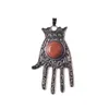 Alloy Fatima Hand Pendant Cool Blue Evil Eye Keychain Fashion Tote/Wallet/Necklace Earrings - Black/Ink Blue