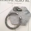 Brazaletes de plata con abalorio de marca para Mujer, pulsera blanca y negra con diamantes de imitación a la moda, joyería para Mujer