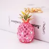 3d ananas forme porte-clés coloré strass alliage fruits pendentif métal homard fermoir porte-clés mode voiture porte-clés porte-clés 3pcs / lot