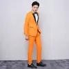Herrenanzüge, orange, schmal, Business-Casual, formeller Anzug, Herrenanzug, zweiteiliger Anzug (Jacke + Hose), Hochzeit, Bräutigam, Trauzeugenkleid