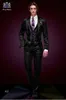 Haute Qualité 3 Pièce Broder Groomsmen Peak Lapel Groom Tuxedos Hommes Costumes Mariage / Bal / Dîner Meilleur Homme Blazer (Veste + Pantalon + Cravate + Gilet) m136