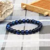 Neue Blau Cz Männer Perlen Armbänder Großhandel 10 teile/los Mit Natürlichen Blauen Tigerauge Und Matte Achat Stein Armband Für geschenk