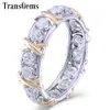 Transgvar Solid 14K 585 Gul och Vit Guld Moissanite Diamond Eternity Bröllop Band Engagement Anniversary Ring för Kvinnor Y19061203