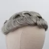 Коричневый смешанный серый парик из человеческих волос для мужчин 5 80 Серая система замены волос Remy для вьющейся кожи Мужской парик new42666499269375