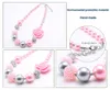 Girls Chunky Bubblegum Beads Necklace Pink Flower Baby Kids Necklaces Pearl Choker jewelry for children Party Gift