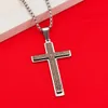 Collier croix classique en argent noir pour hommes, bijoux en acier inoxydable, avec écriture de la Bible, jésus