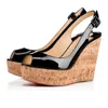 Sexy Peep Toe Women Wedge per il designer di tacchi alti Une Plume Sling 120mm Pompe in pelle Brequenza Ledie Abito per feste di nozze EU35-421431288