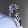 Sprankelende handgemaakte luxe sieraden pure 925 sterling zilver ronde gesneden wit topaz cz diamant edelstenen vrouwen bruiloft verlovingsband ring