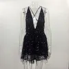 Oeak 2019 Sexy Vestidos Mulheres Moda Sem Encosto Profundo V Halter Lantejoulas Mini Vestidos de Verão Borla Vestido Feminino Festa Do Clube Novo Y19051102