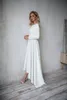 2019 A-line Crepe High Low Boho Modest Wedding Dress With Long Sleeves Low Back Informal Simple Elegant Reception Gowns Custom Made