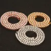 1 Reihe Tennisketten Strass Halskette für Männer 3mm 4mm 5mm Breite Silber/Schwarz/Roségold/Gold Hiphop Choker Bling