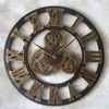 Retro Industrial Gear Wall Clock Decorative Hanging Clock Roman Numeral Wall Decor Quartz Clocks Home Decor