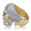 Hip Hop Or Bijoux Glacé Crâne Anneaux pour Hommes Nouveauté Diamant Hommes de Haute Qualité Bling Rings226n