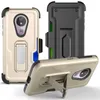 3 em 1 casos de telefone defensor híbrido para motorola moto g7 jogo revvlry g7 poder e6 com clipe de cinto um