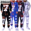 ZOGAA 2 Pezzi Set Felpe Moda Uomo Set Abiti Hit Colore Mosaico Stelle Maglione Tuta Uomo Tuta da Uomo Abbigliamento 2019