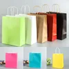 Friendly Kraft Paper Bag Portable Gift Bag With Handles Recyclable Shop Store Packaging Bag Shopping Bags Gift Wrap XD19932