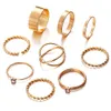 Boho Gouden Ring Set Joint Knuckle Gesneden Vinger Ringen Stijlvolle Hand Accessoires Metalen Legering Sieraden voor Vrouwen en Meisjes SR0078