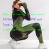 Tuta sportiva di marca Donna Tuta da corsa senza cuciture Abbigliamento sportivo Palestra Crop Top Pantaloni da yoga Abbigliamento fitness Leggings da allenamento Set da 2 pezzi