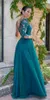 Hunter New Style Sheer One spalla 3/4 maniche lunghe Prom Dresses con pizzo Applique Side Split Overskirts Women Party Abiti da sera 2020