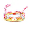 Daisy Flower Bracelet Wax thread woven cloorgul bohemain Set 3 PCS Handmade Rope Women's Waterproof Sleeve