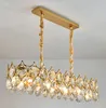 Nordic led restaurant dining table bar counter front desk rectangular European style American golden crystal chandelier MYY