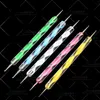 5pcs / jogo 2 Way Marbleizing Ferramentas Dotting manicure pintura Pen Nail Art cores aleatórias