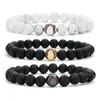 Ny baseball charm 8mm lava rock pärlor kedjor för kvinnor män turkos natursten sport elasticitet armband mode diy smycken gåva