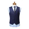 Hommes costume 2021 bleu profond rayure Double boutonnage hommes costumes avec pantalons gilets pour mariage marié 3 pièces ensemble affaires homme porter Plus1