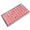 Lumineux Rose Savon Tête De Fleur Trois Couches Couleurs Solides Veilleuse Fleurs Coffret Cadeau Bouquet pour Mariage Saint Valentin Décoration 50pcs / lot