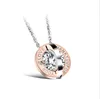 Couple Accessories Round Inlay Zircon Love Titanium Steel Couple Necklace Beautiful Pendant