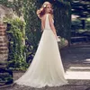 Wedding Dress Boho V Neckline Pleated Tulle Simple Sequin Beaded Neckline A Line Bridal Gown 2020