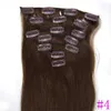 Klip w przedłużanie włosów Czekolada brązowa jasna blondynka #4 27 kolor 80G 14 cal 14 cali Remy Remy Human Hair Extensions In Strai2479