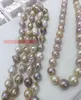 Livraison gratuite naturelle noble bijoux 12-14mm perle baroque keshi collier en argent 925