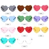 Shape New Women 11 Heart Frame Солнцезащитные очки без оправы Девушки One Glasses 2021 Colors Lens Eyewear Pieces Candy Colors Оптовая Big Hfpee