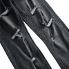 Męskie spodnie duże rozmiar męskie dżinsy Harajuku fitness Streetwear Hollow Out Hole Pant 2023 Nowatorskie spodnie Vintage