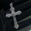 Nya Choucong Lyxsmycken 925 Sterling Silver Pave Vit Topaz CZ Diamant ädelstenar Korshänge Bröllop Kvinnor Halsband för män Present